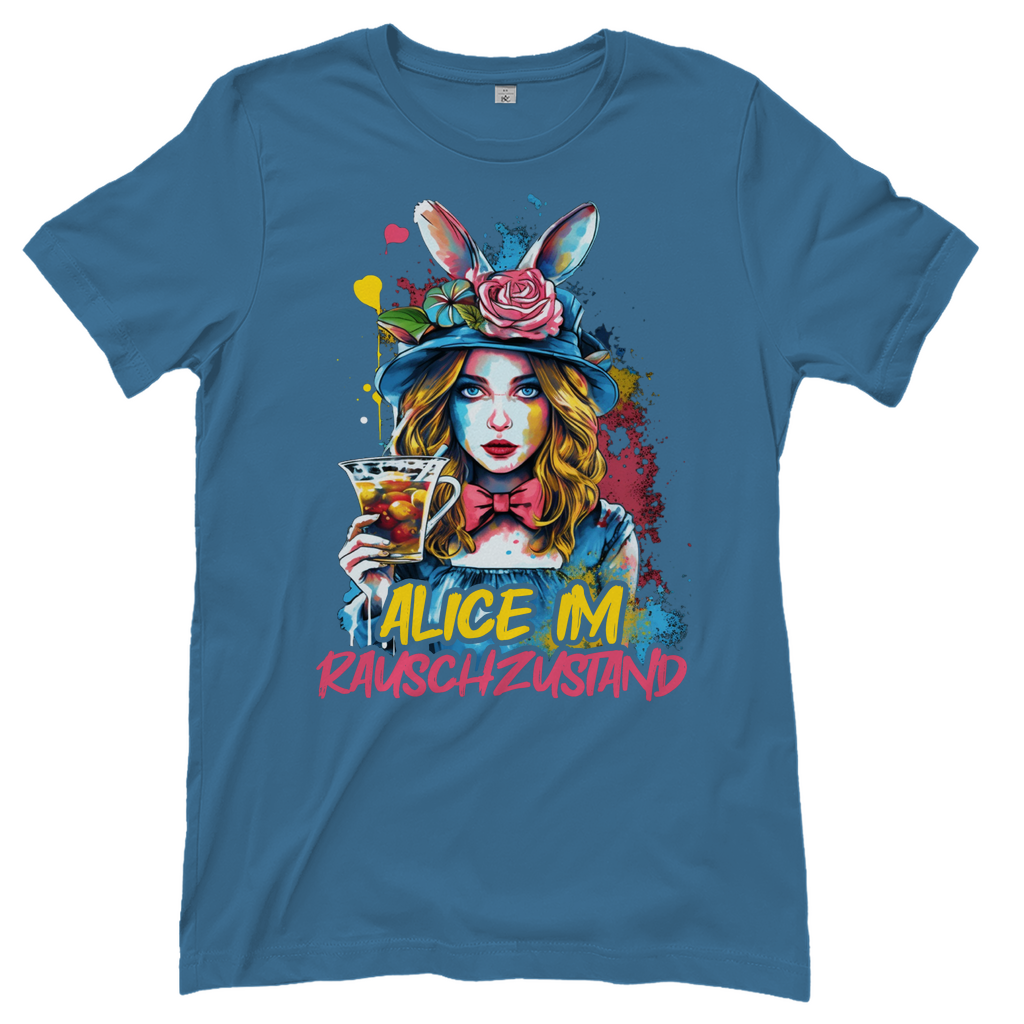 Alice im Rauschzustand Bunt - Damenshirt Stone Blue