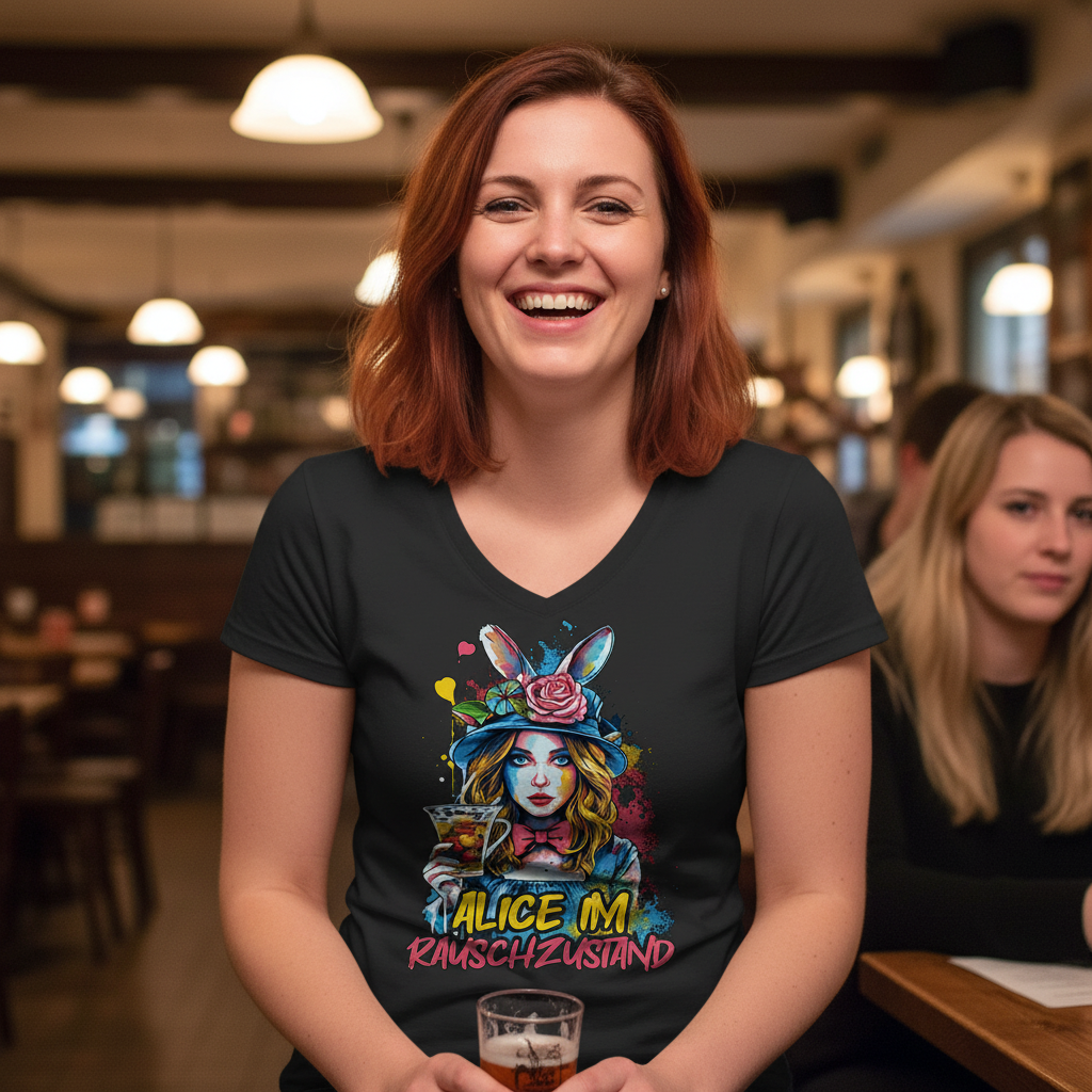 Alice im Rauschzustand Bunt - V-Neck Damenshirt