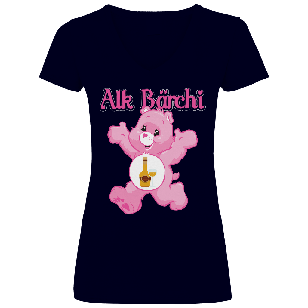 Alk Bärchi - Glücksbärchi - V-Neck Damenshirt Deep Navy
