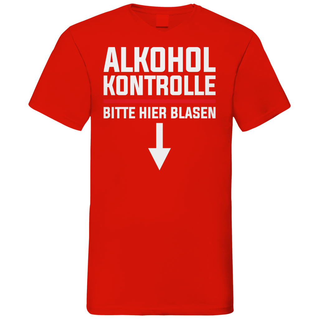 Alkohol Kontrolle bitte hier Blasen - Herren V-Neck Shirt Red