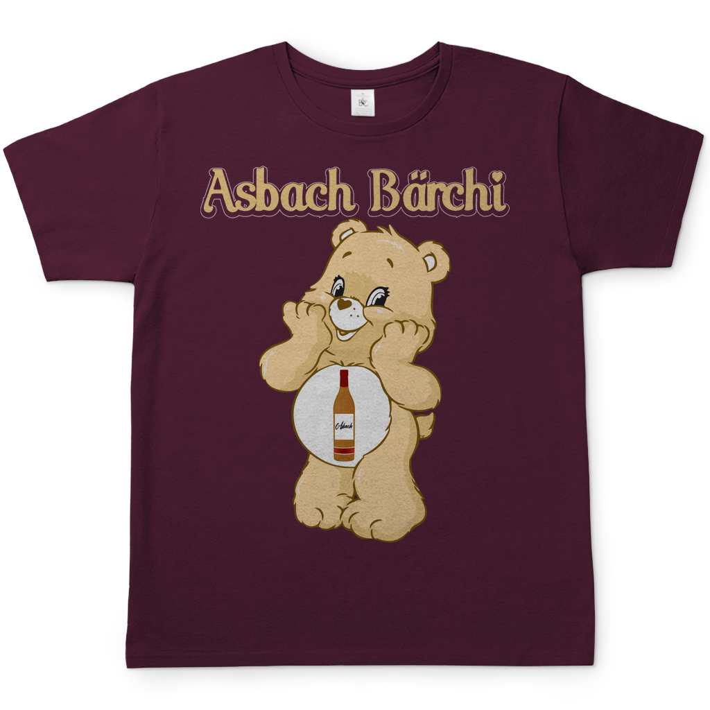 Spirituosen Shirt Herren burgundy Asbach Merchandise Glücksbärchis Cartoon Bär Weinbrand Fan Artikel