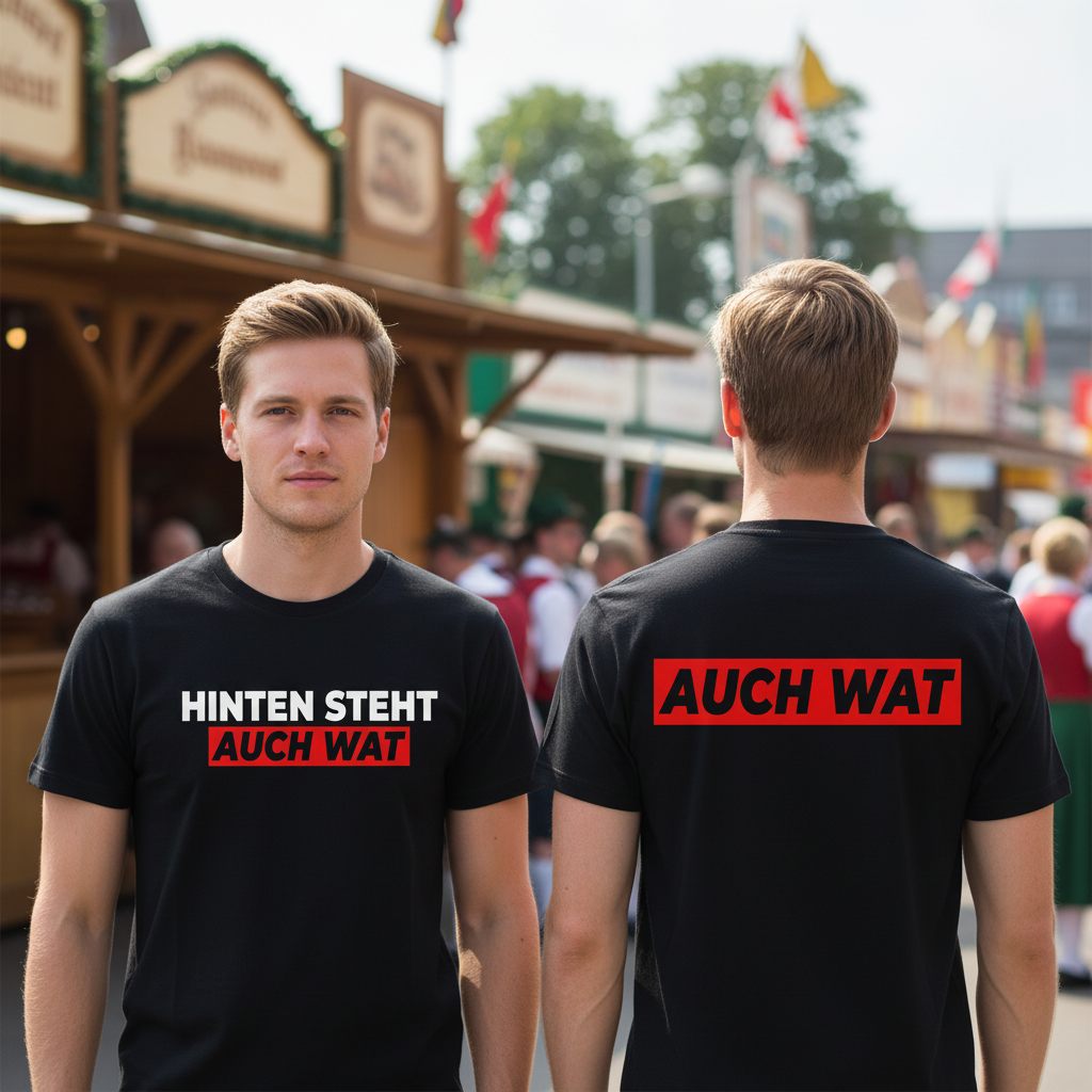 Hinten steht auch wat - Beidseitiger Druck - Herren V-Neck Shirt