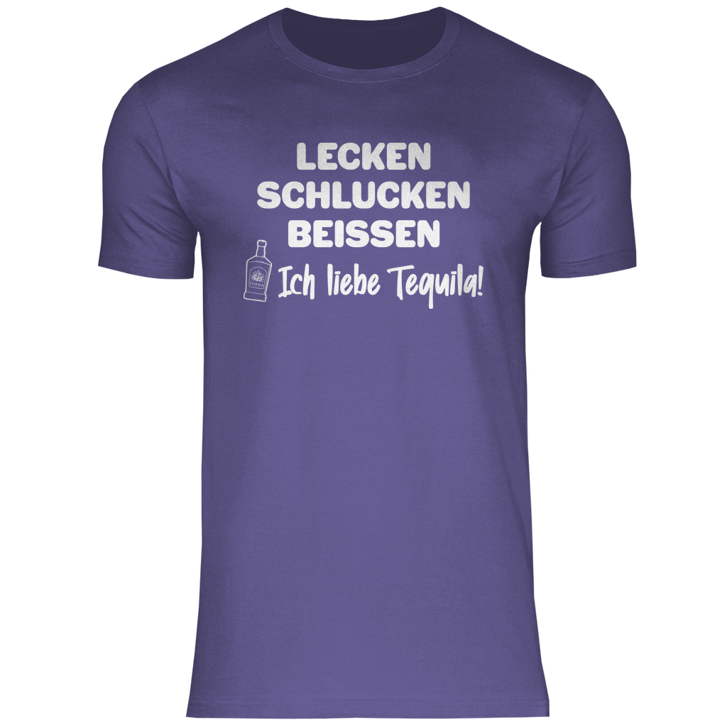 Lecken Schlucken Beissen ich liebe Tequila - Herren Shirt Millennial Lilac