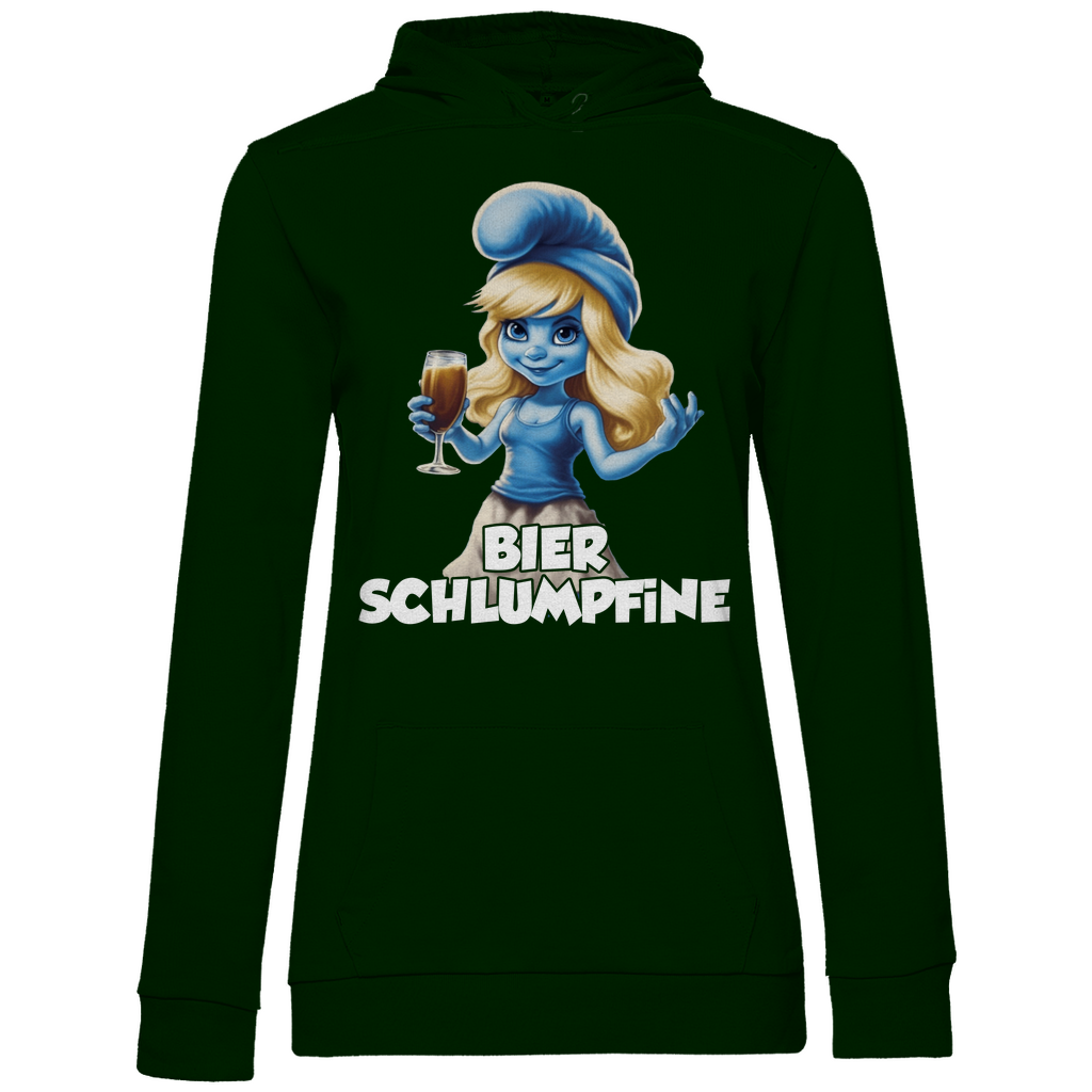 Bier Schlumpfine Grafik - Damen Hoodie Forest Green