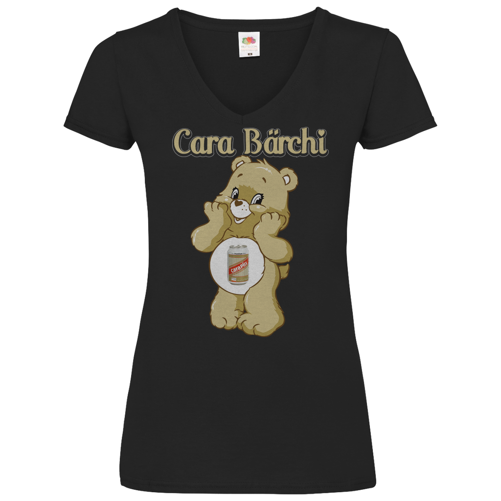 Cara Bärchi - Glücksbärchi - V-Neck Damenshirt Black