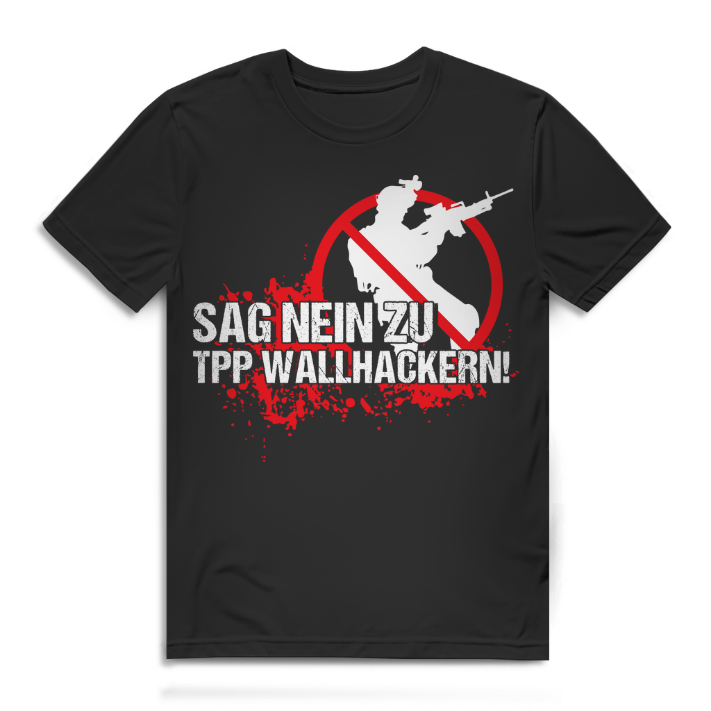 Herren T-Shirt Sag Nein zu TPP Wallhackern Battle Royale Gamer Black