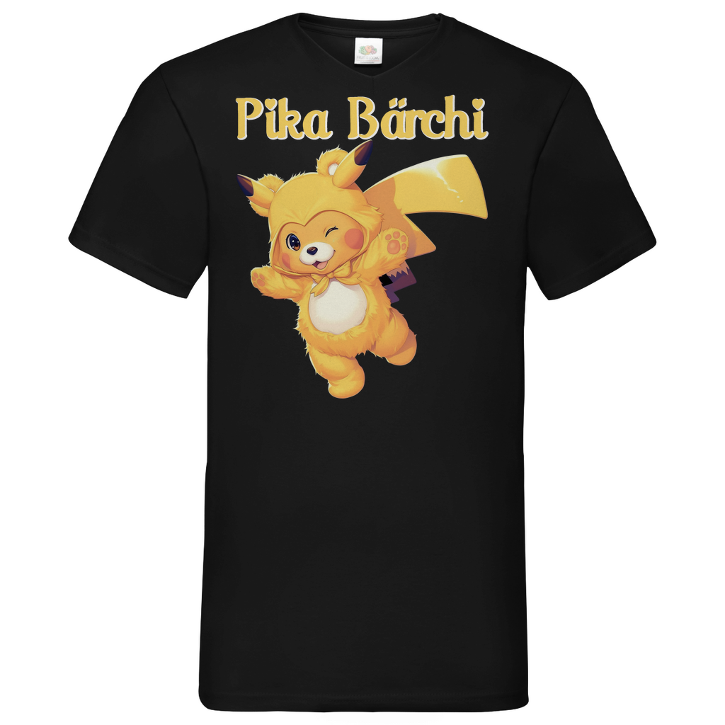 Pika Bärchi - Glücksbärchi - Herren V-Neck Shirt Black