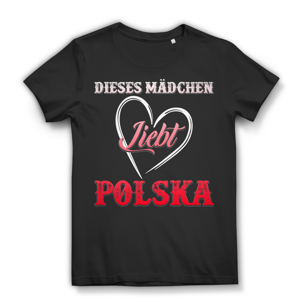 Polska Shirt Damen – Dieses Mädchen liebt Polen – Polska Herz T-Shirt Geschenk Black
