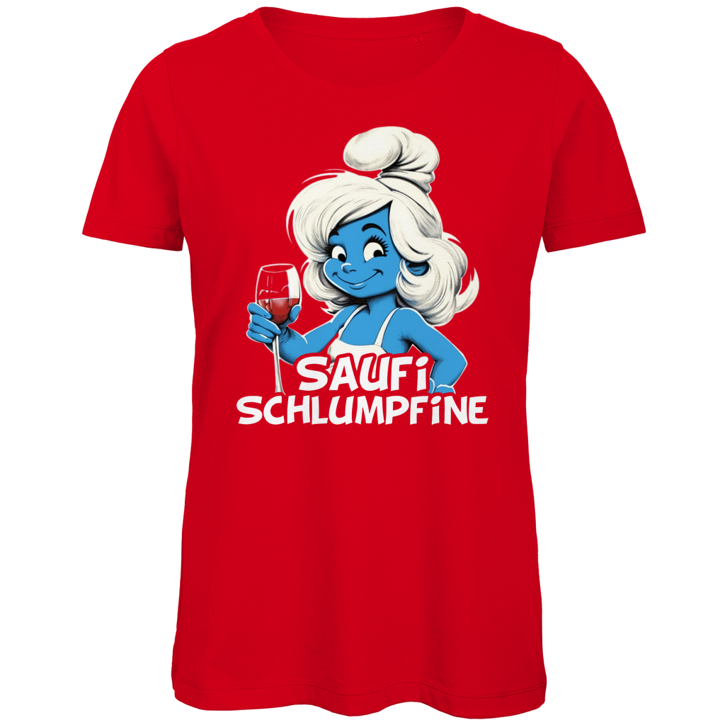 Saufi Schlumpfine Grafik - Damen Premium Bio T-Shirt Red
