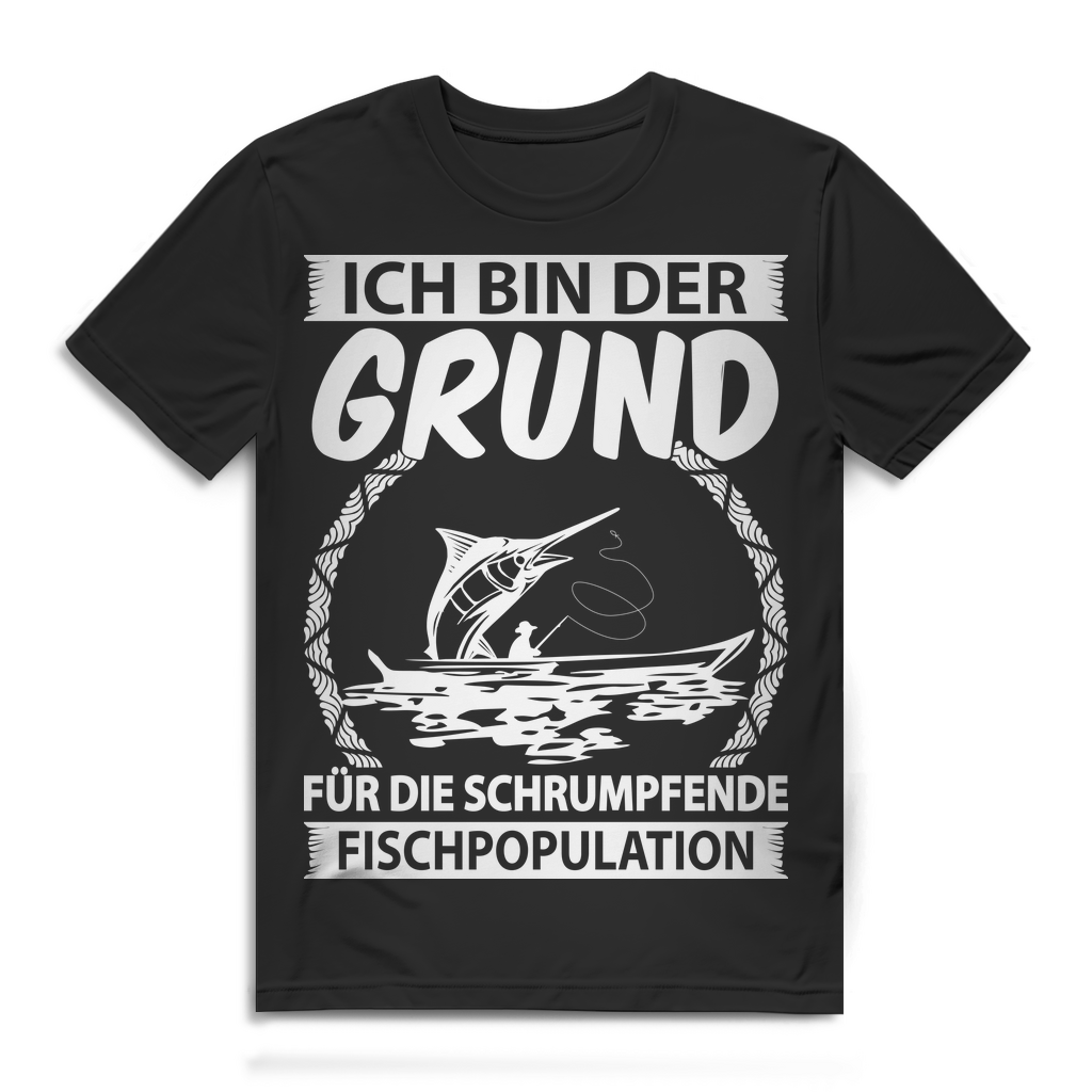 Fischen Funshirt Männer – Schrumpfende Fischpopulation Spruch Angler Design