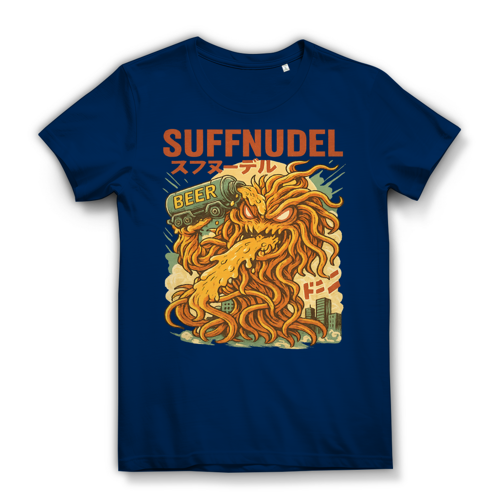 Suffnudel Bier Monster Nudel Kaiju - Damen Premium Bio T-Shirt Navy