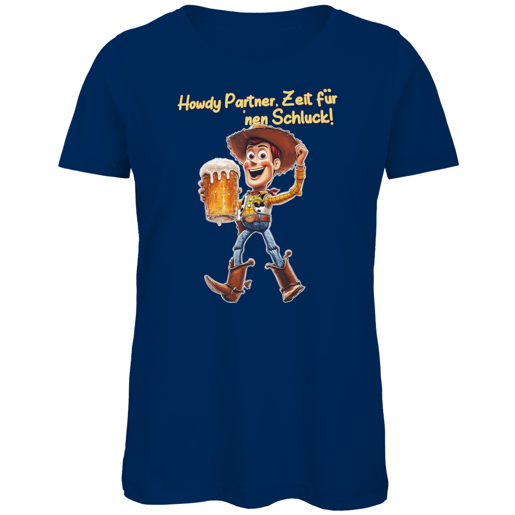 Howdy Partner Zeit für nen Schluck - Woody Toy Story - Damen Premium Bio T-Shirt Navy