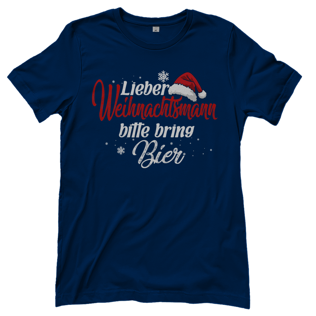 Lieber Weihnachtsmann Partnerlook - bitte bring Bier - Damenshirt Navy