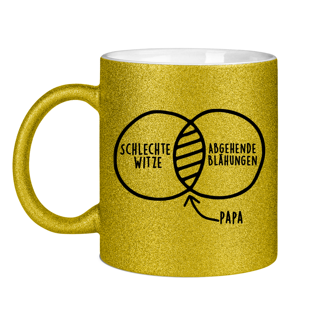 Papa schlechte Witze abgehende Blähungen - Glitzertasse Gold Glitter One size