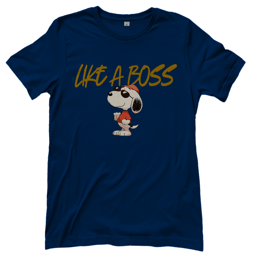 Peanuts Snoopy mit Bier Like a Boss - Damenshirt Navy
