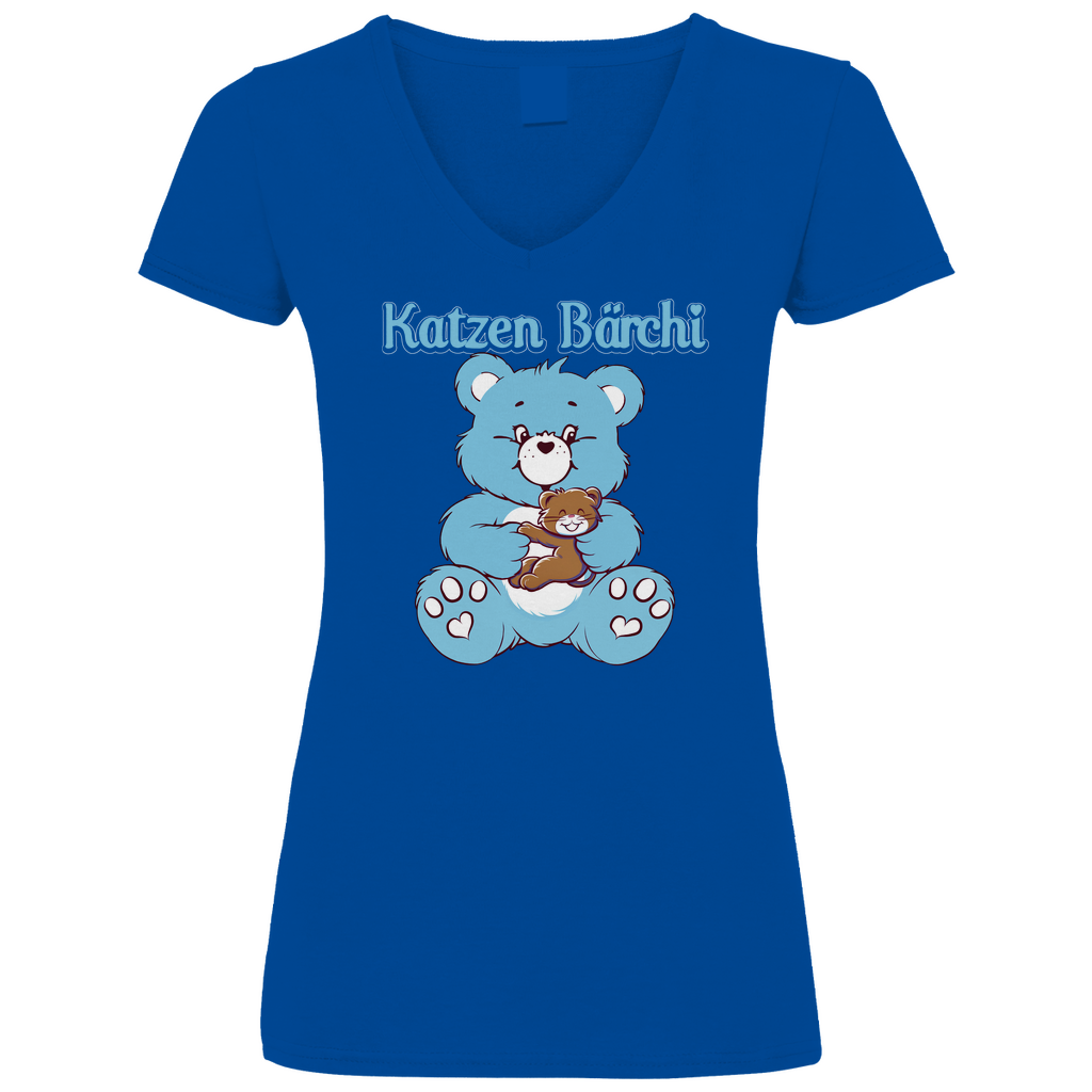 Katzen Bärchi - Glücksbärchi - V-Neck Damenshirt Royal Blue XL