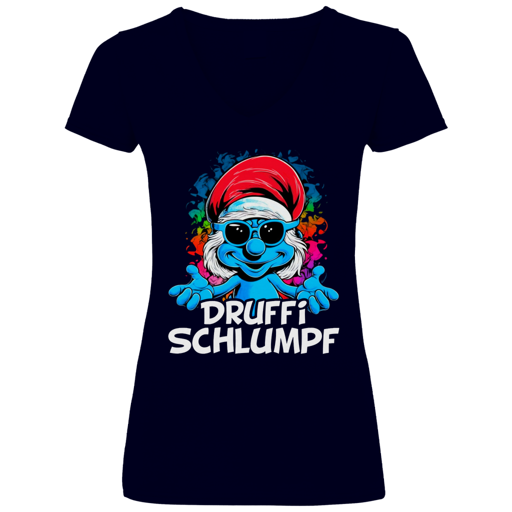 Druffi Schlumpf Grafik - V-Neck Damenshirt