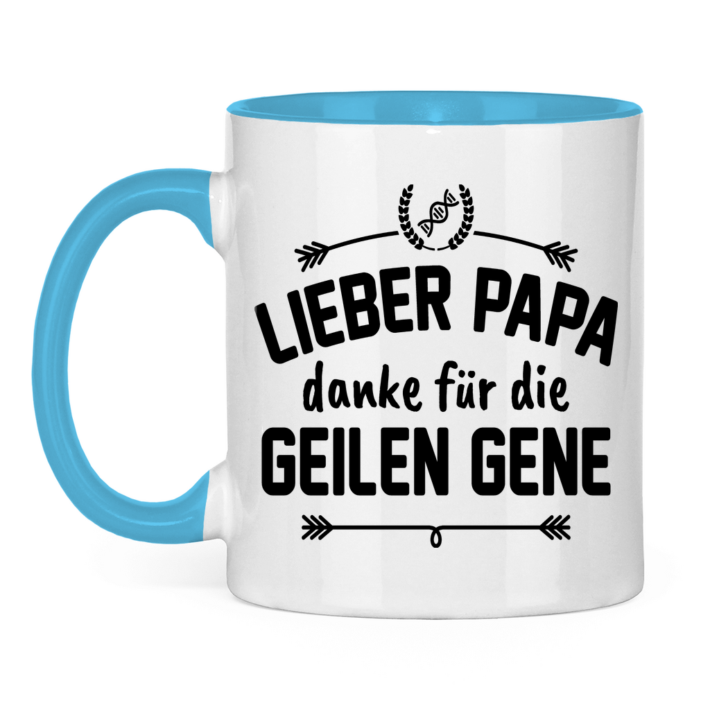 Lieber Papa danke für die geilen Gene - Tasse zweifarbig Light Blue