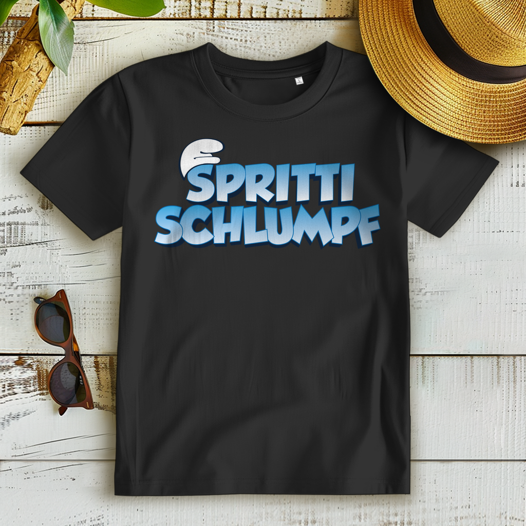 Spritti Schlumpf T-Shirt Damen – Lustiges Shirt Schlumpf Parodie & Alkoholwitz Black