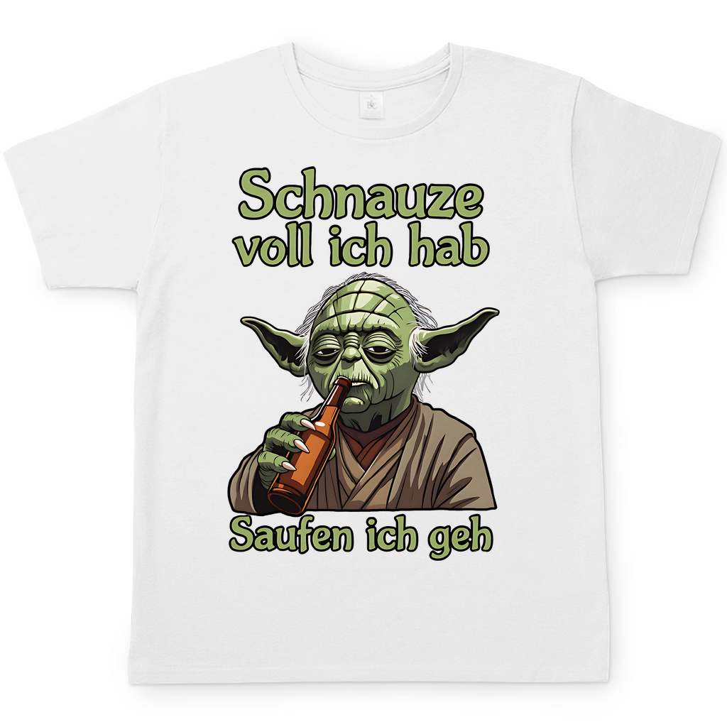 Herren T-Shirt Yoda Schnauze Voll Ich Hab Saufen Ich Geh White