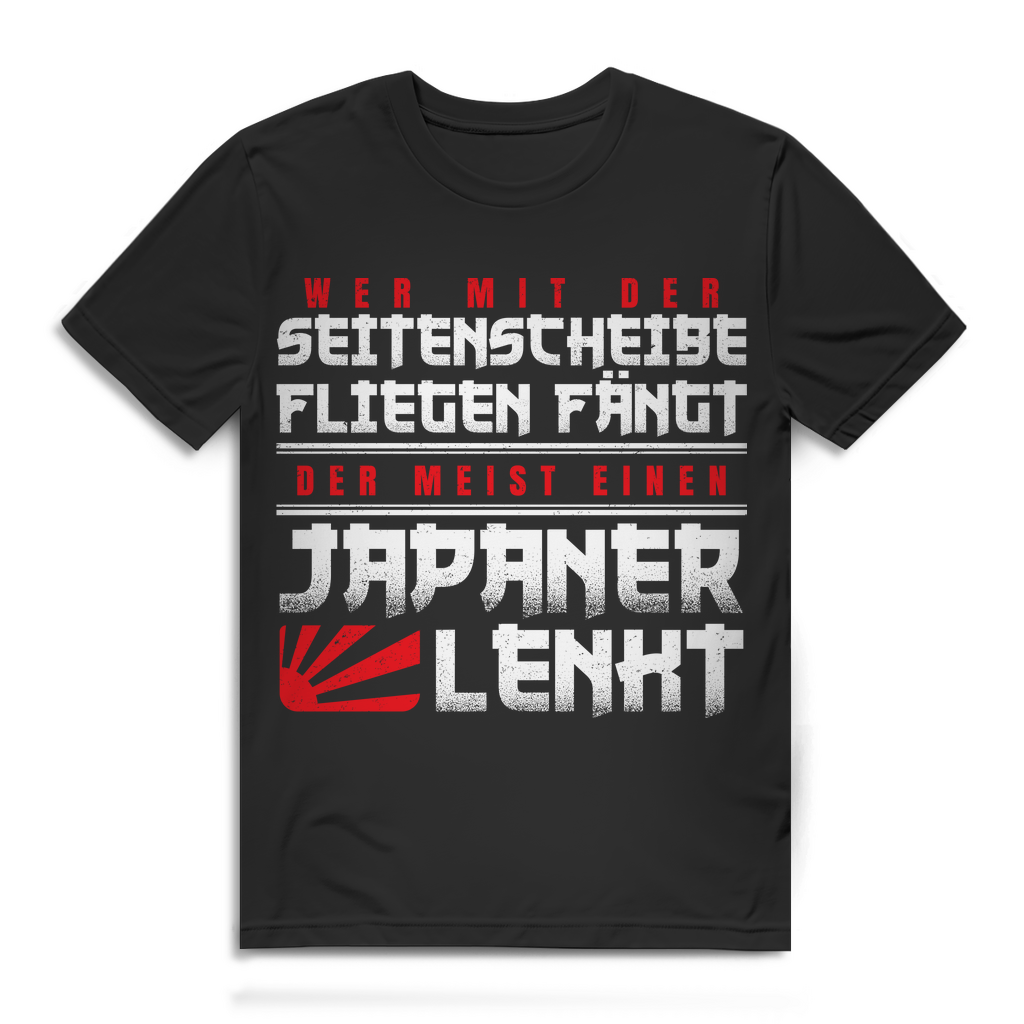 Herren T-Shirt Seitenscheibe fliegen fängt Japaner lenkt JDM Shirt Black