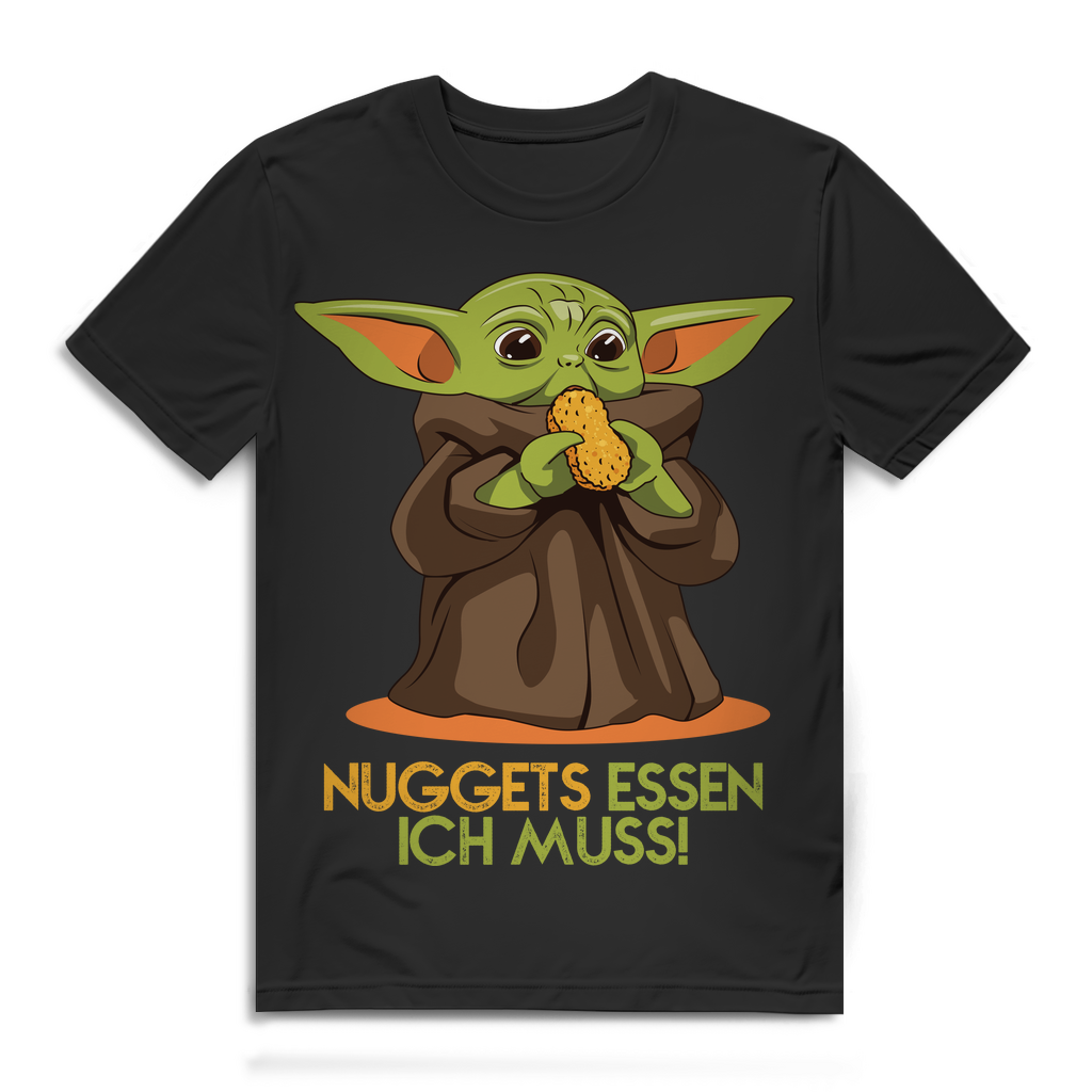 Nuggets essen ich muss Shirt Baby Yoda Herren Fun T Shirt Grogu Black
