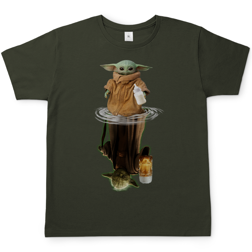 Baby Grogu und Meister Yoda mit Bier - Herren Shirt Urban Khaki
