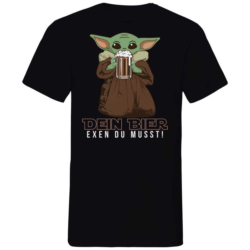 Dein Bier exen du musst Baby Yoda - Herren V-Neck Shirt Black