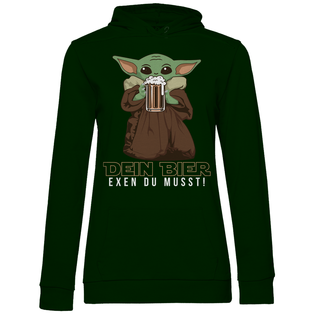 Dein Bier exen du musst Baby Yoda - Damen Hoodie Forest Green