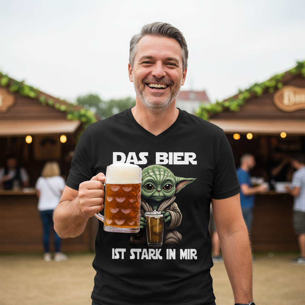 Das Bier ist stark in mir - Baby Yoda Grogu - Herren V-Neck Shirt