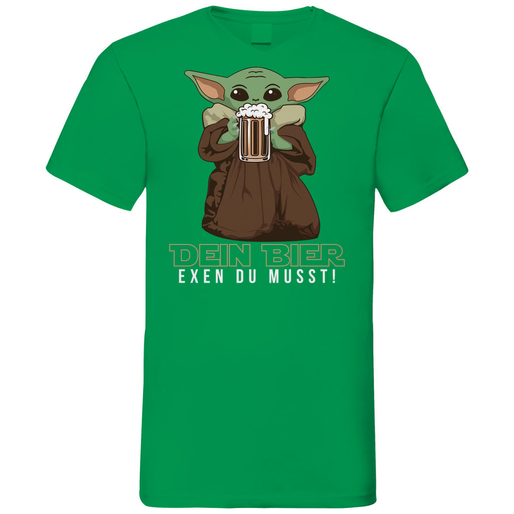 Dein Bier exen du musst Baby Yoda - Herren V-Neck Shirt Kelly Green