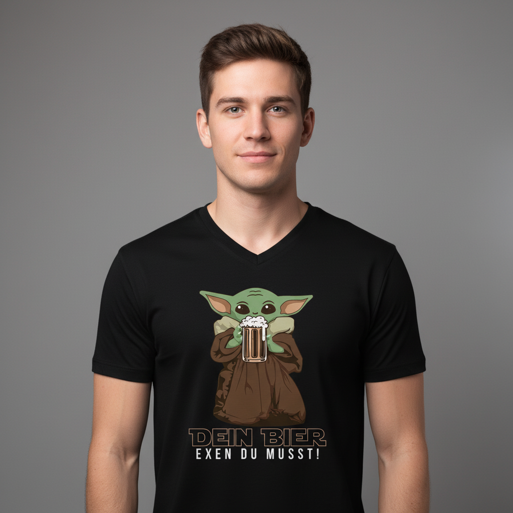 Dein Bier exen du musst Baby Yoda - Herren V-Neck Shirt