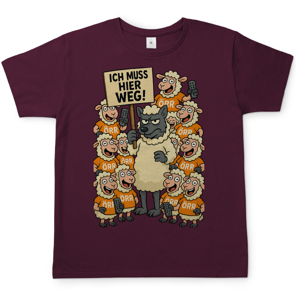 Wolf unter Schlafschafen ich muss hier weg - Herren T-Shirt Burgundy