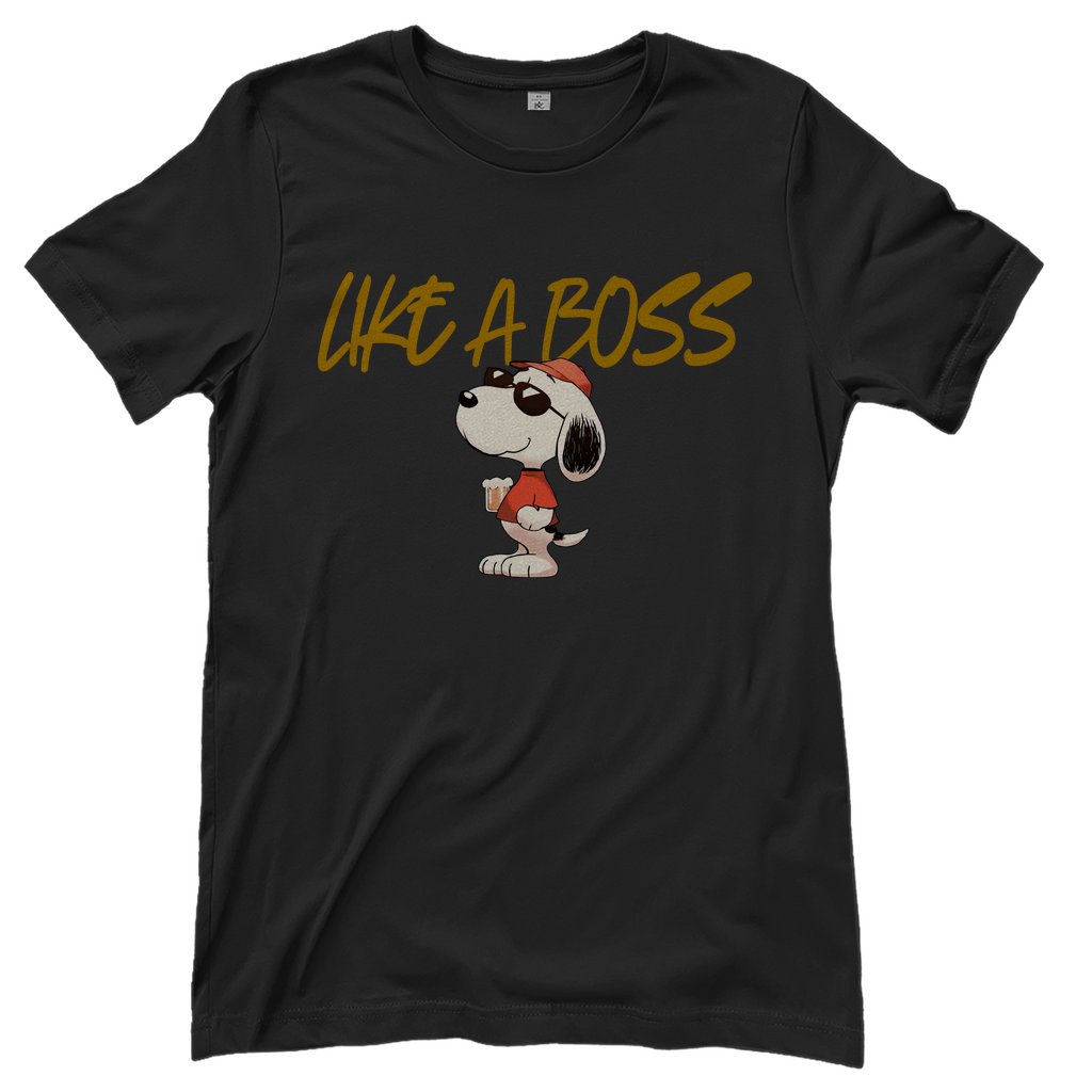 Peanuts Snoopy mit Bier Like a Boss - Damenshirt Black