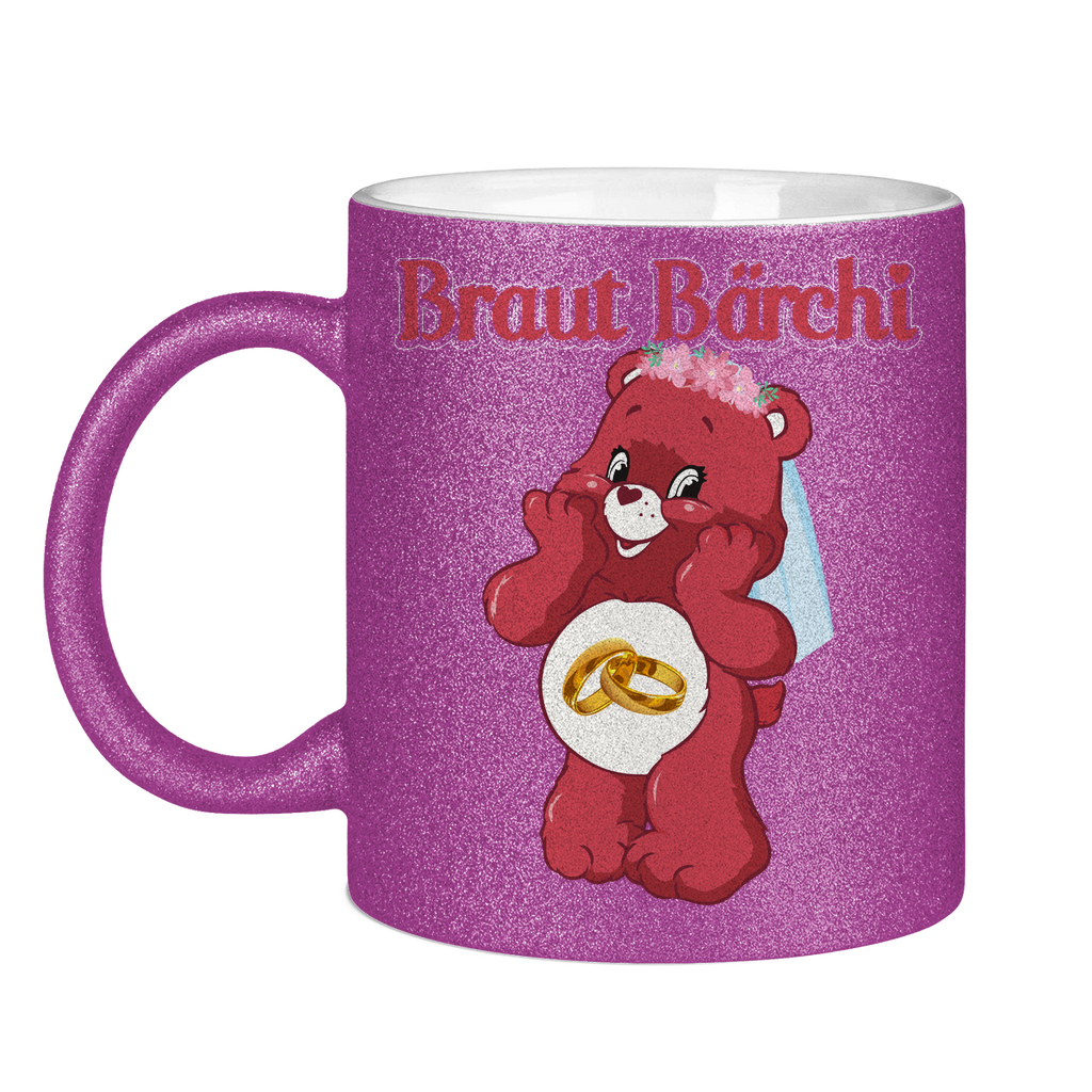 Braut Bärchi - Glücksbärchi - Glitzertasse Purple Glitter One size