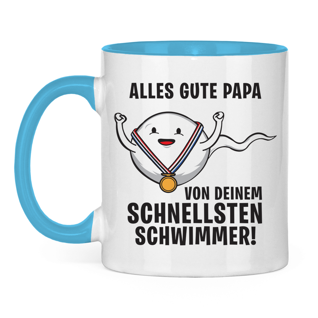 Alles gute Papa von deinem schnellsten Schwimmer! - Tasse zweifarbig Light Blue