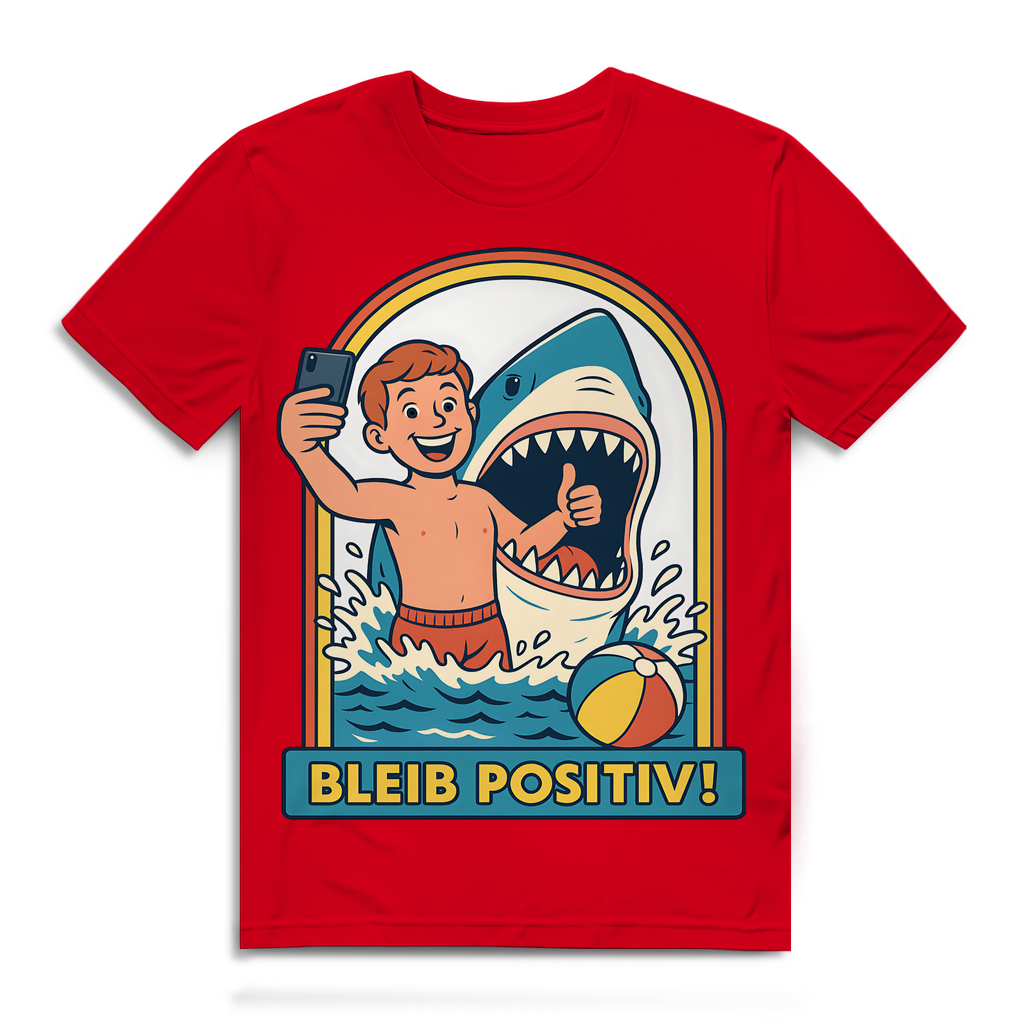 Bleib Positiv Hai Selfie Retro - Herren Premium Bio T-Shirt Red