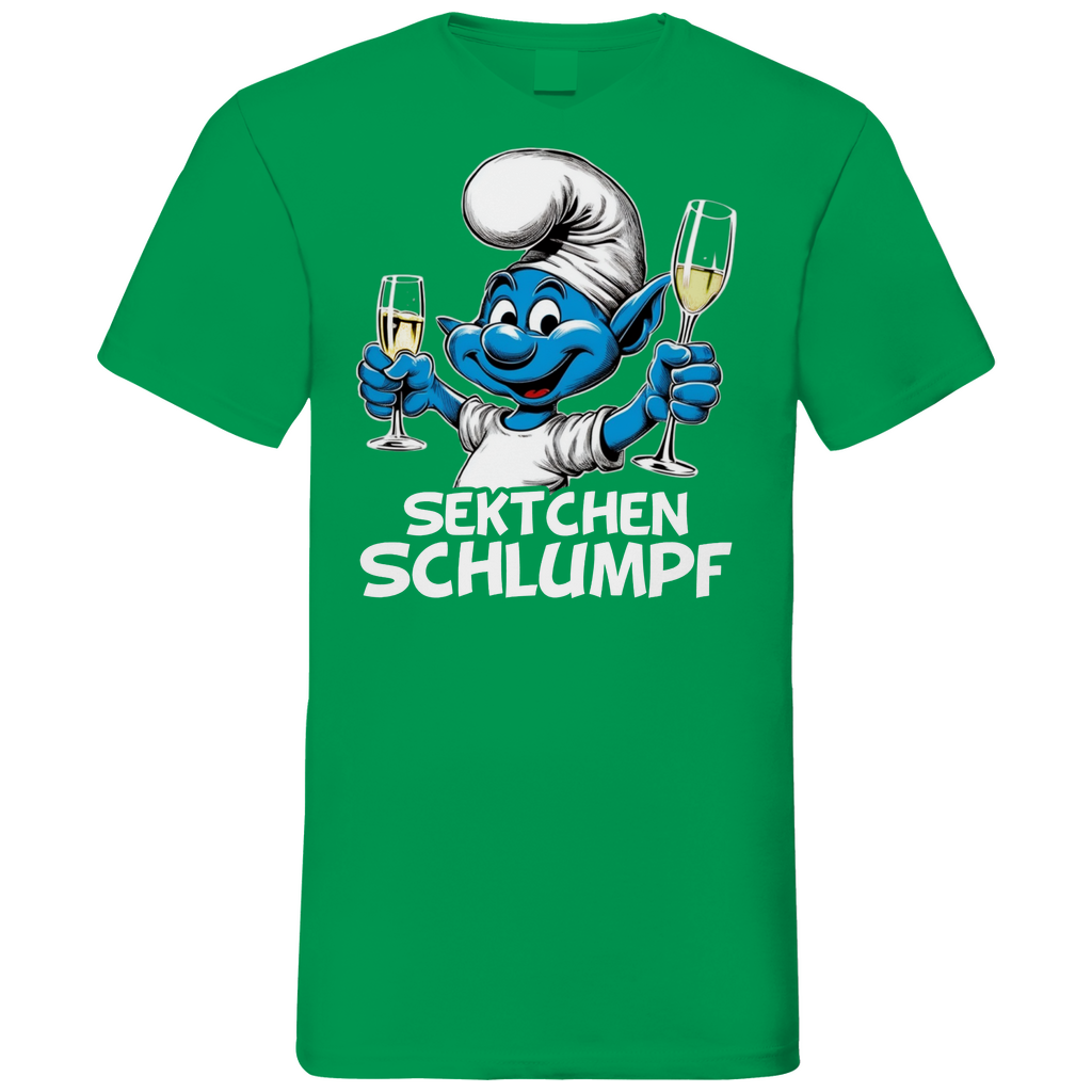 Sektchen Schlumpf Grafik - Herren V-Neck Shirt