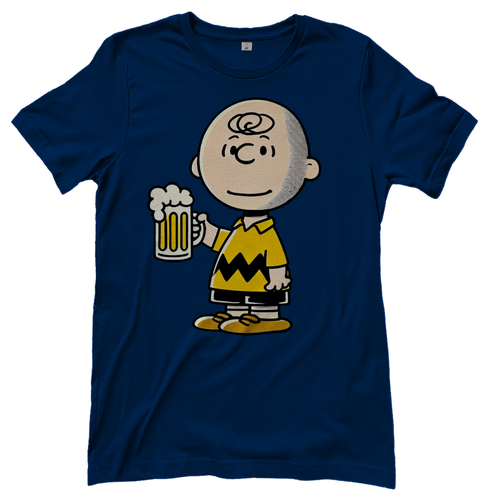 Charly Brown mit Bier - Die Peanuts - Damenshirt Navy