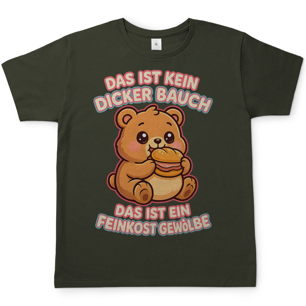 Herren T-Shirt Das Ist Kein Dicker Bauch Das Ist Ein Feinkost Gewölbe Teddybär Urban Khaki