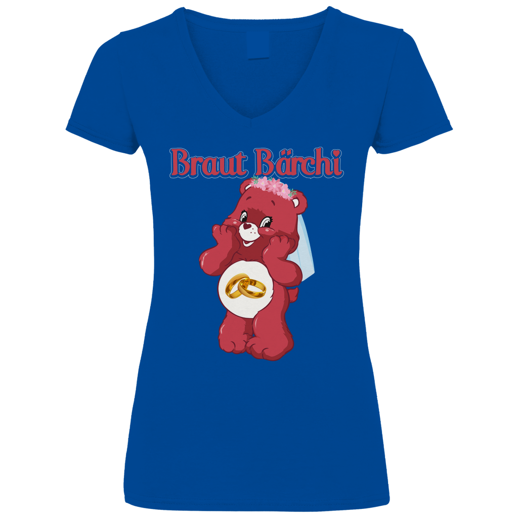 Braut Bärchi - Glücksbärchi - V-Neck Damenshirt Royal Blue XL