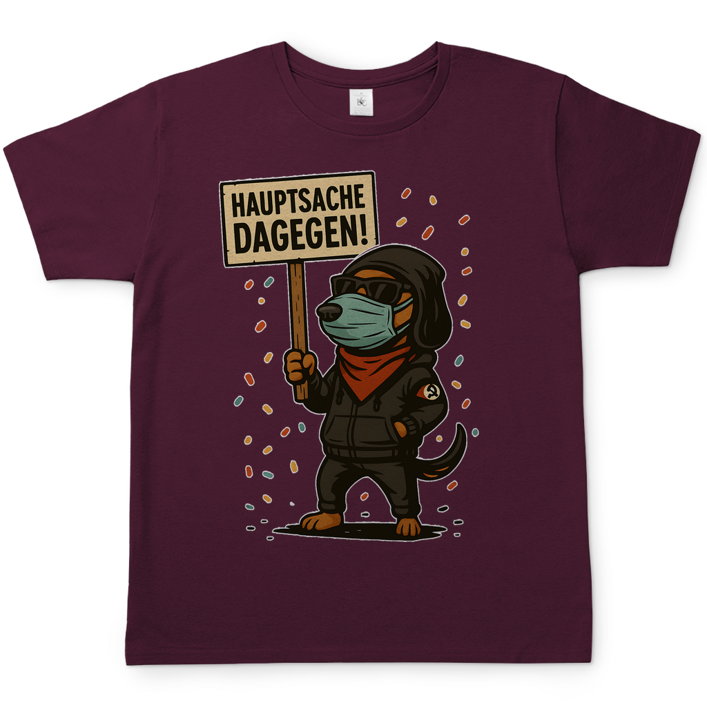 Hauptsache Dagegen Protest Dackel Hunde - Herren T-Shirt Burgundy
