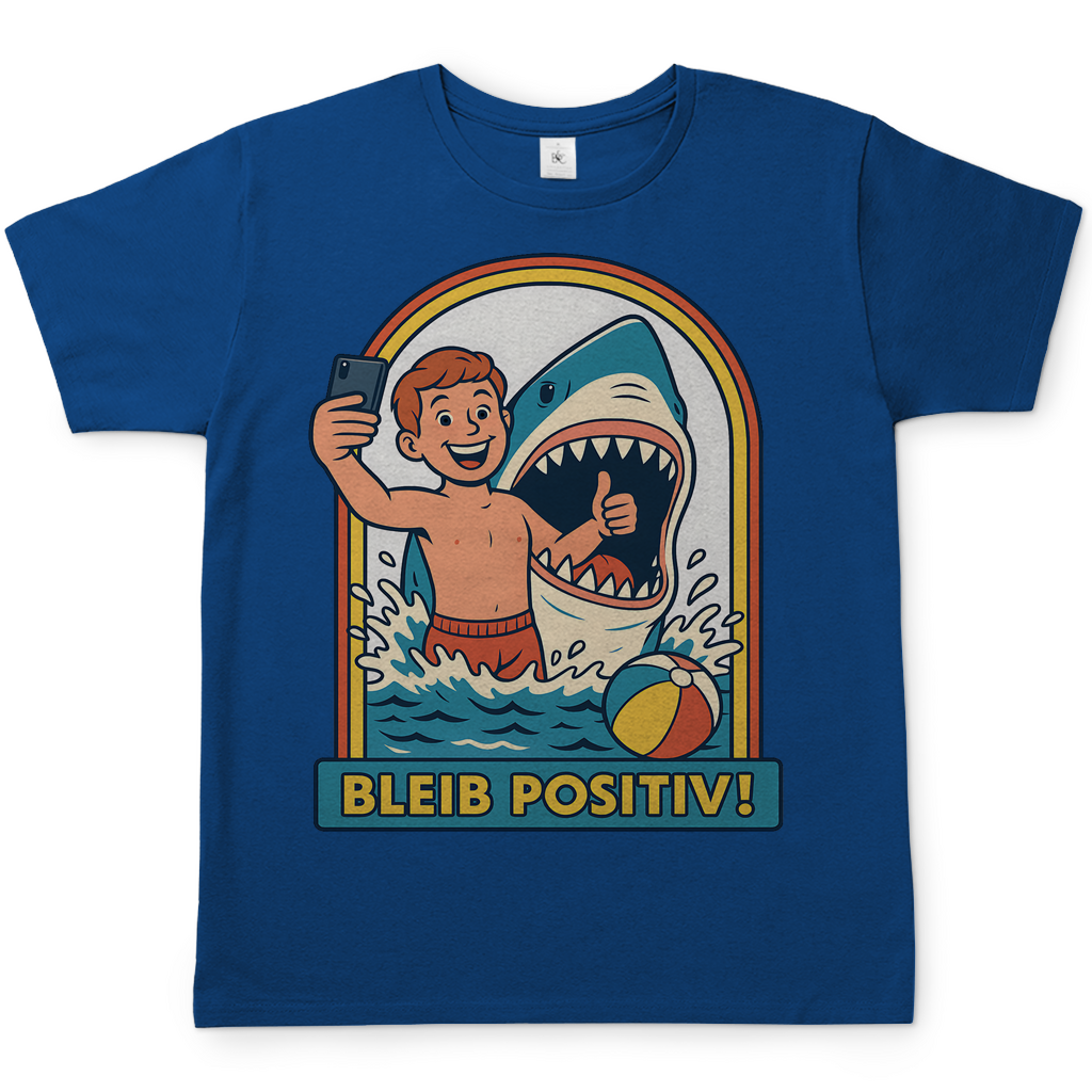 Bleib Positiv Hai Selfie Retro - Herren T-Shirt