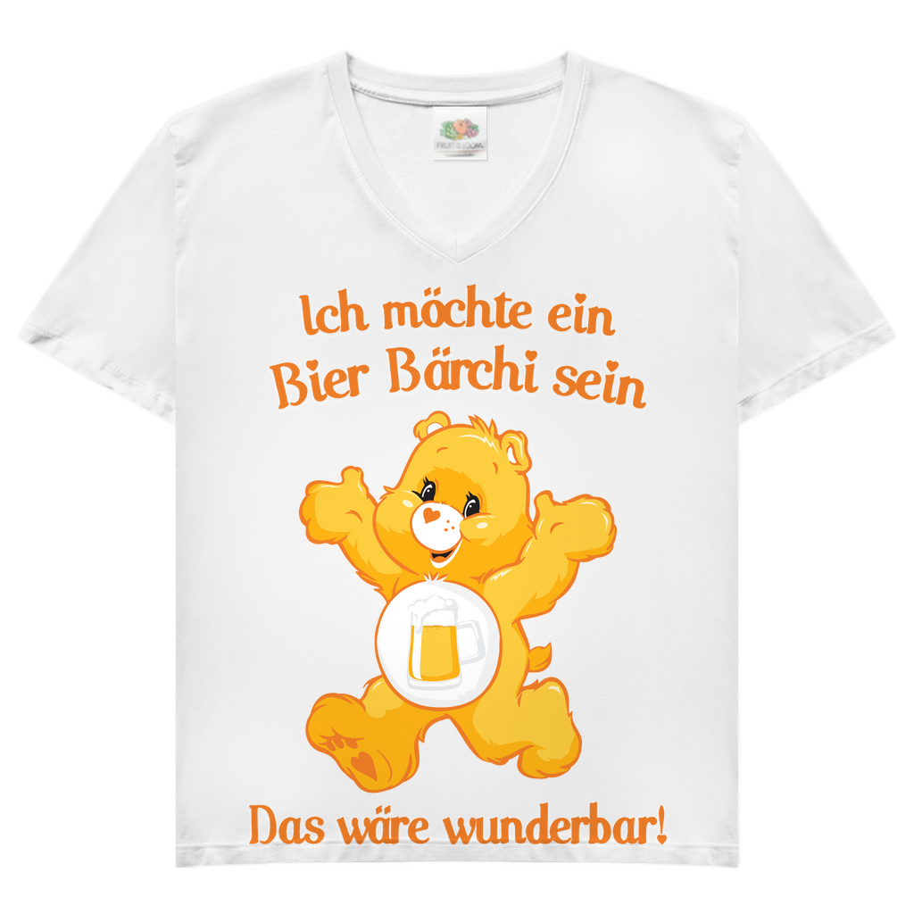 Damen V-Neck T-Shirt Ich möchte ein Bier Bärchi sein das wäre wunderbar! White