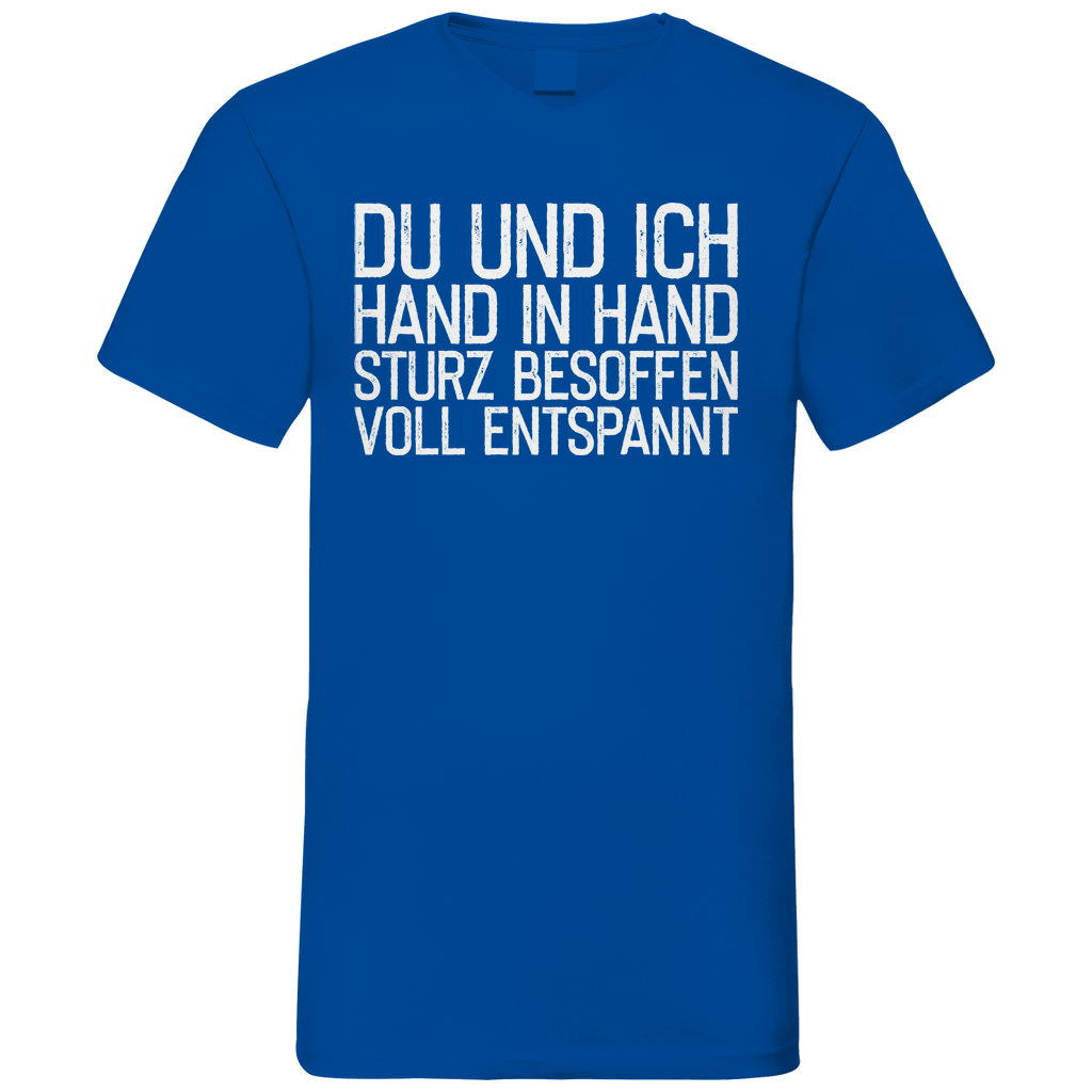 Du und ich Hand in Hand - Herren V-Neck Shirt Royal Blue