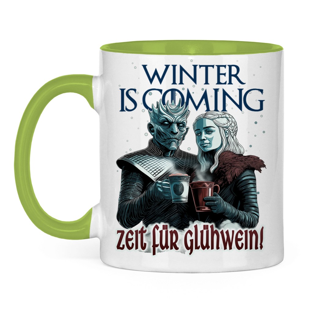Winter is coming - Zeit für Glühwein - Tasse zweifarbig Light Green