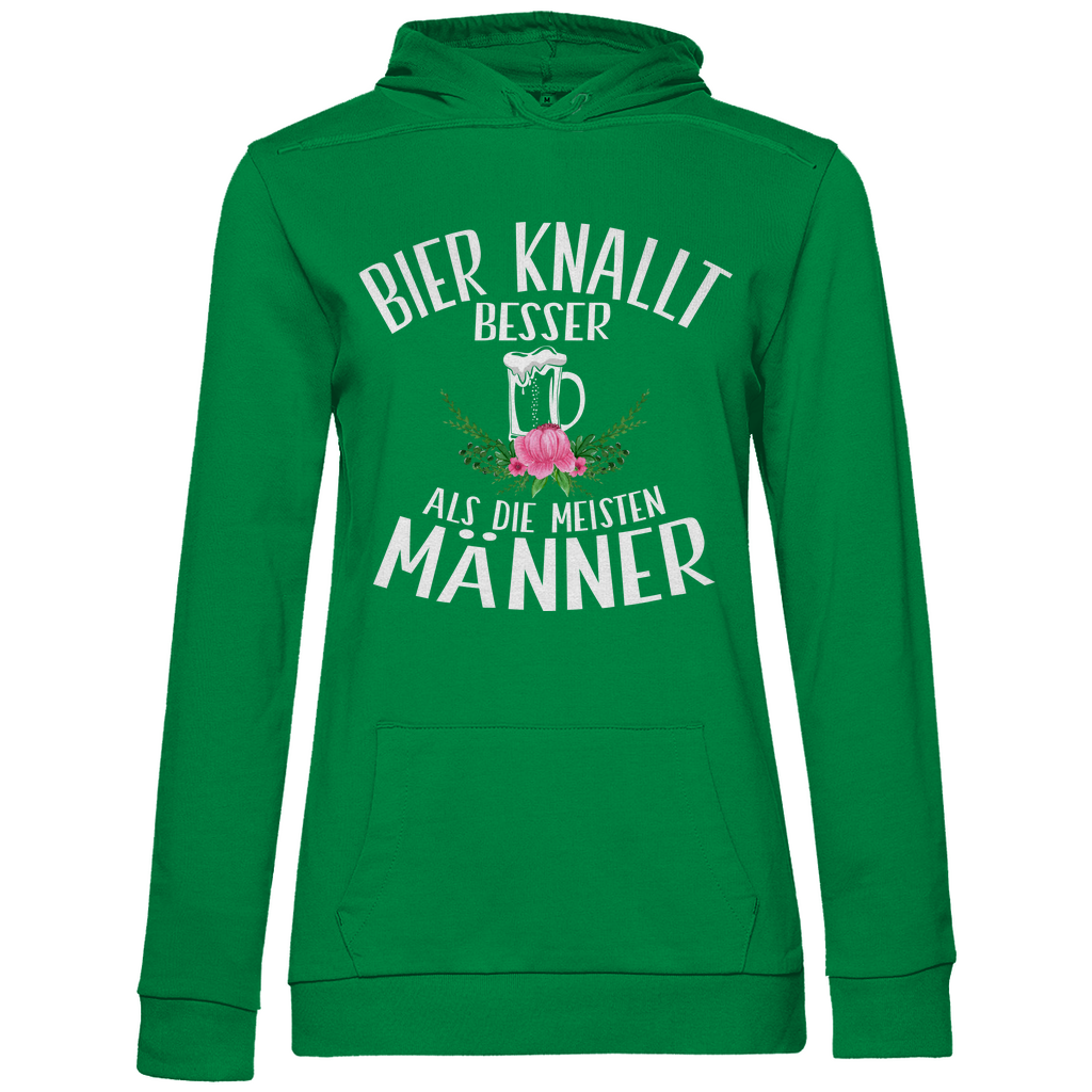 Bier knallt besser als die meisten Männer - Damen Hoodie Kelly Green