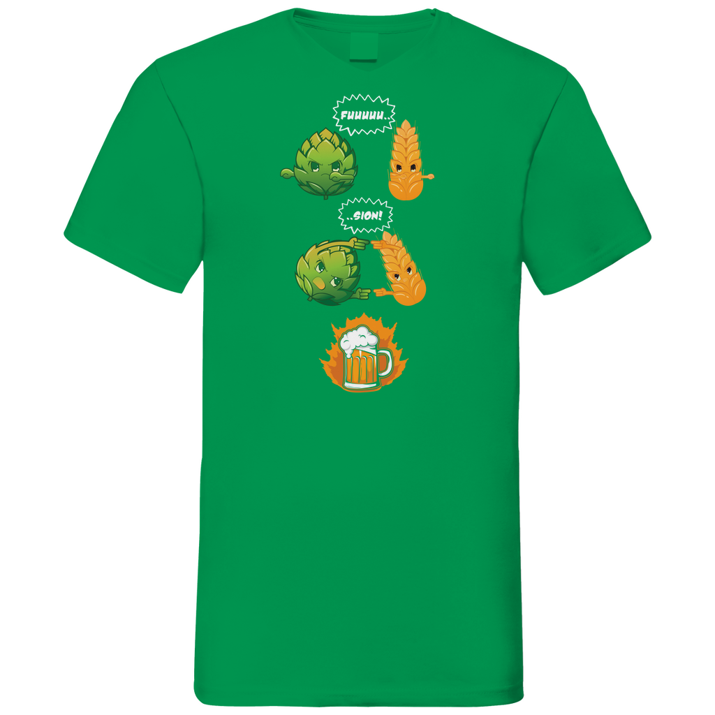 Bier Fusion - Herren V-Neck Shirt Kelly Green