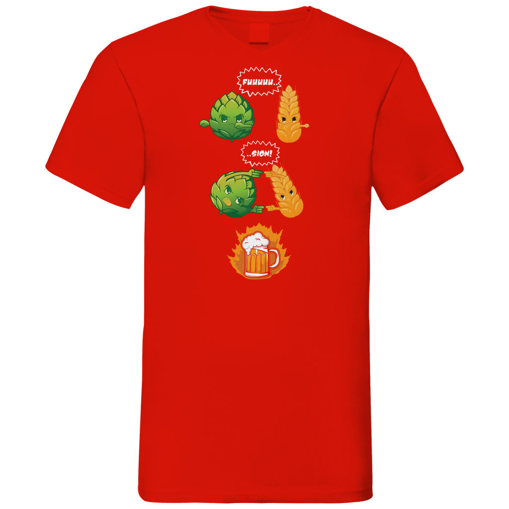 Bier Fusion - Herren V-Neck Shirt Red