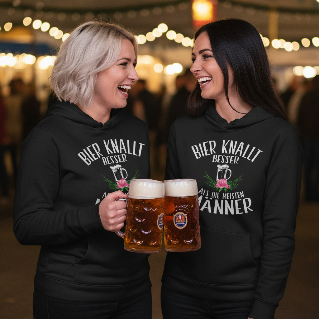 Bier knallt besser als die meisten Männer - Damen Hoodie